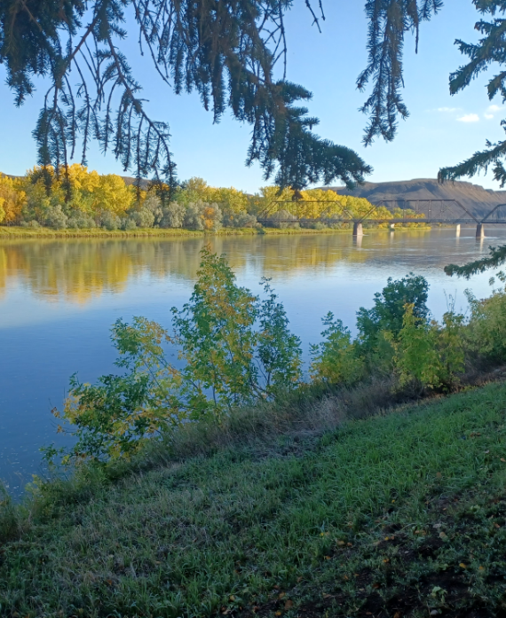 Fort Benton Bridge, Montana on the Missouri River in Summer