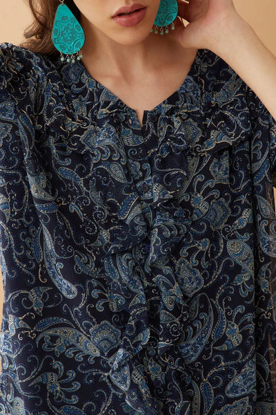 Meridonna Paisley 3/4 Sleeve Top