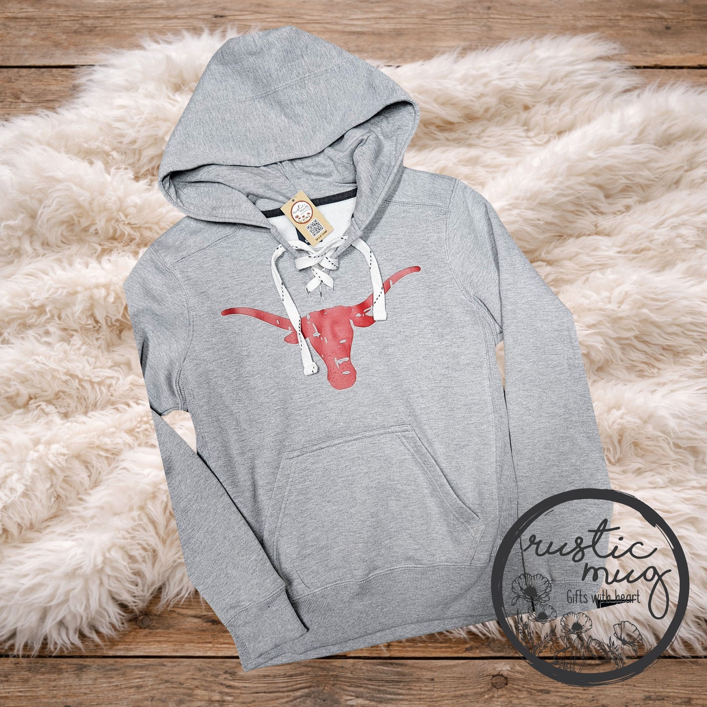 Longhorn Lace Up Hoodie