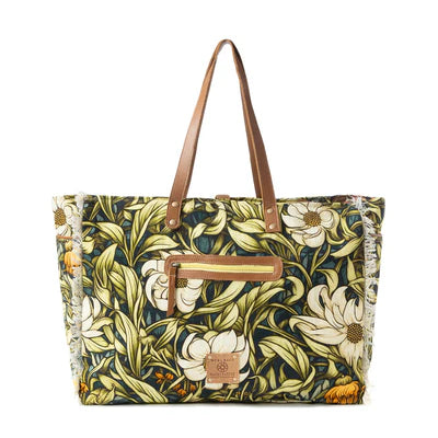 Lovely Florals Dark Green Weekender Bag by Myra