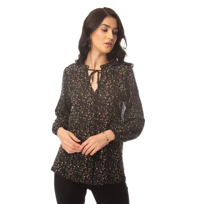 Mischief Black Long Sleeve Printed Top