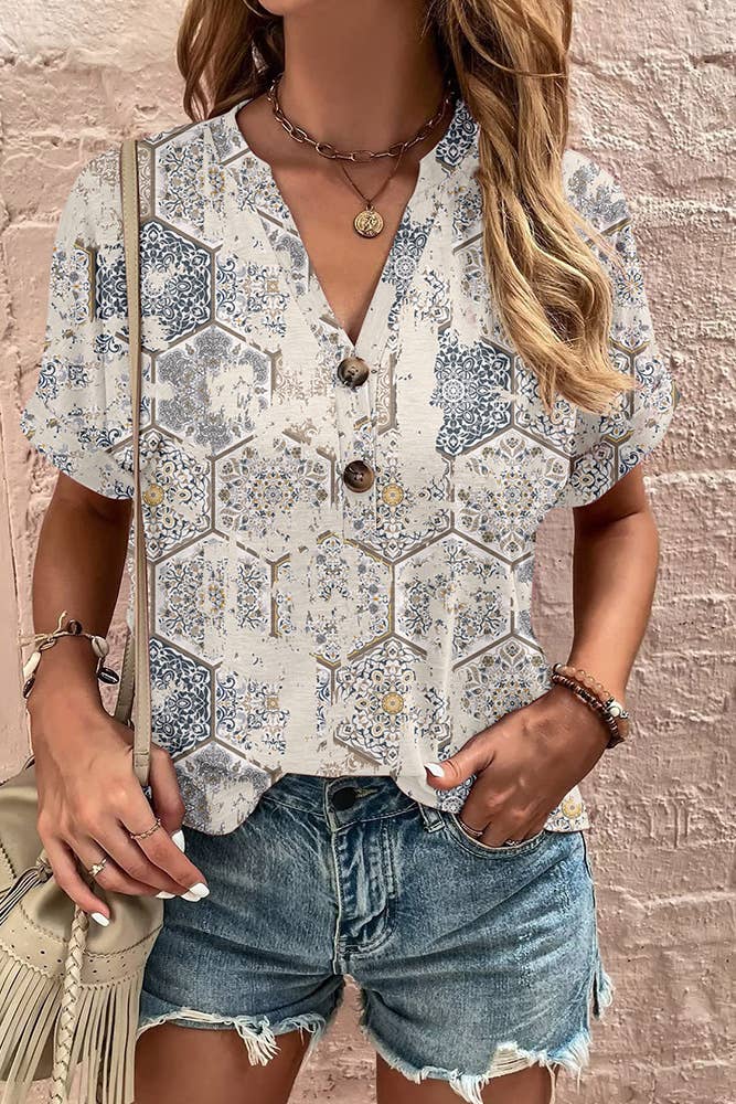 V-Neck Printed Top