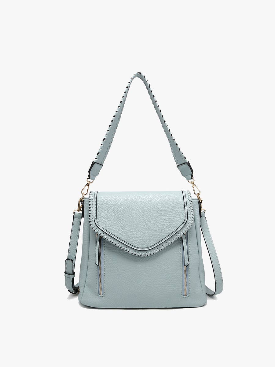 Lorelei Double Zip Whipstitch Trim Crossbody