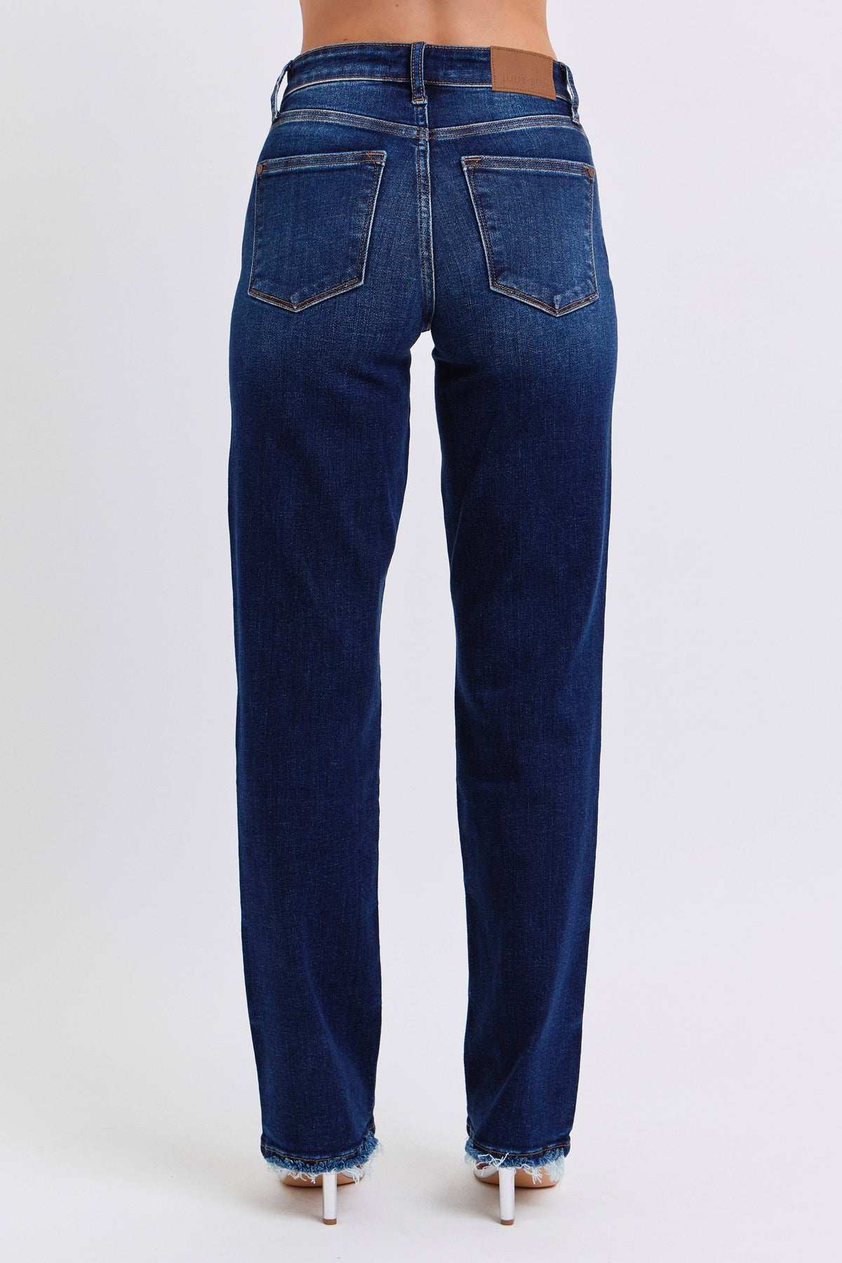 Mid Rise Straight Leg with Frayed Hem by Judy Blue