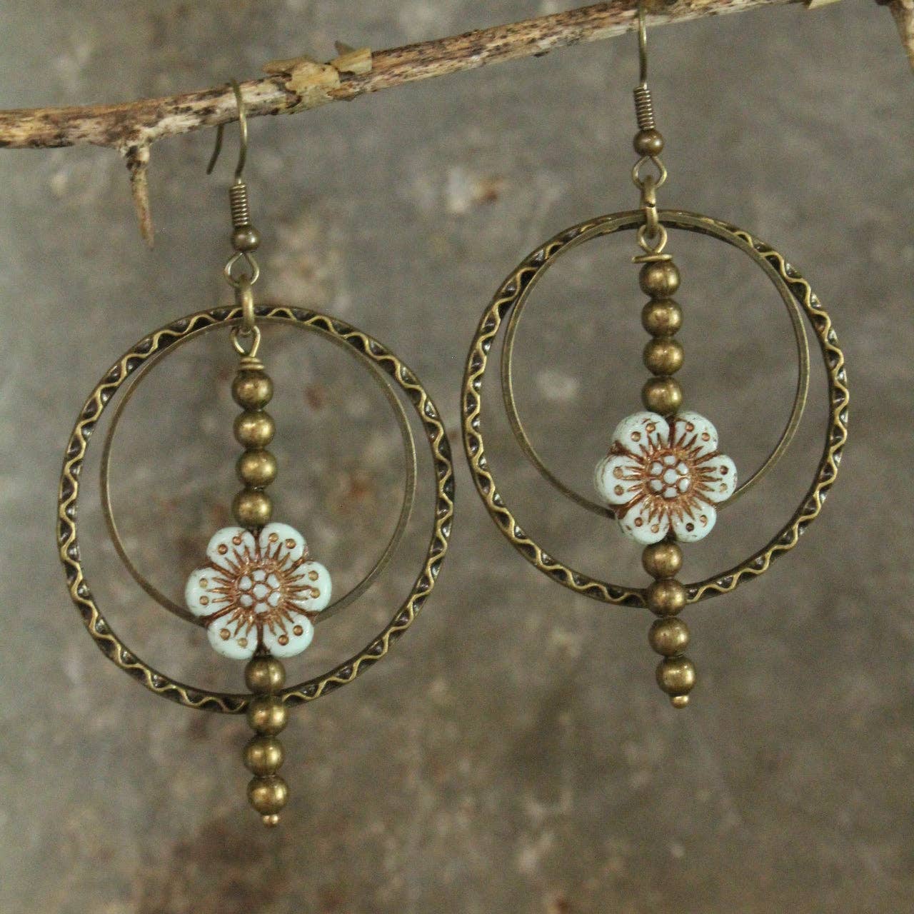 Picasso Wildflower Powder Blue Glass Bead Earrings
