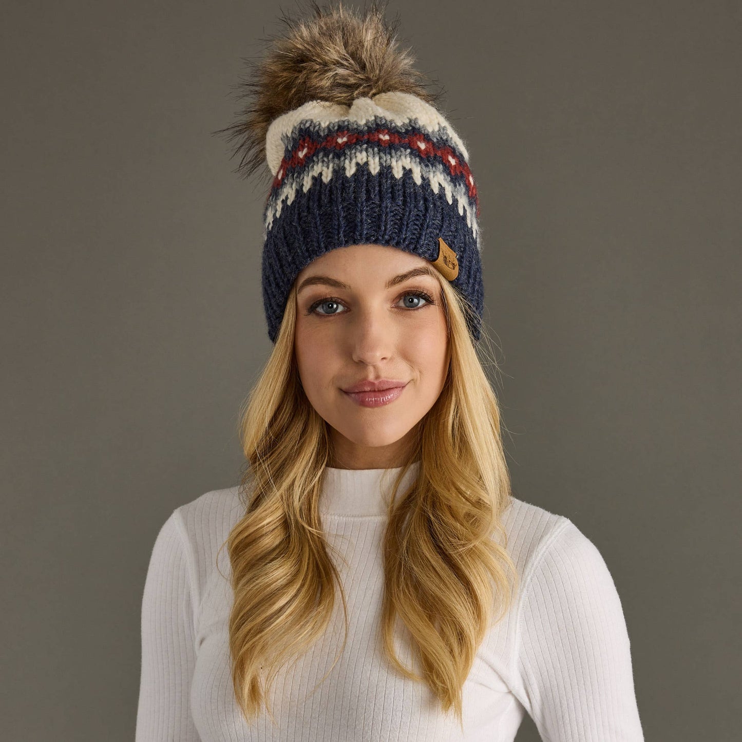 Cream, Blue, Red & Gray Hat