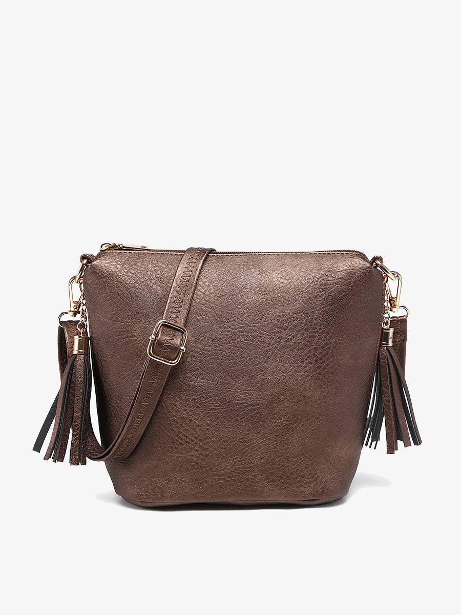 Dylan Crossbody w/ 2 Side Tassel Zippers