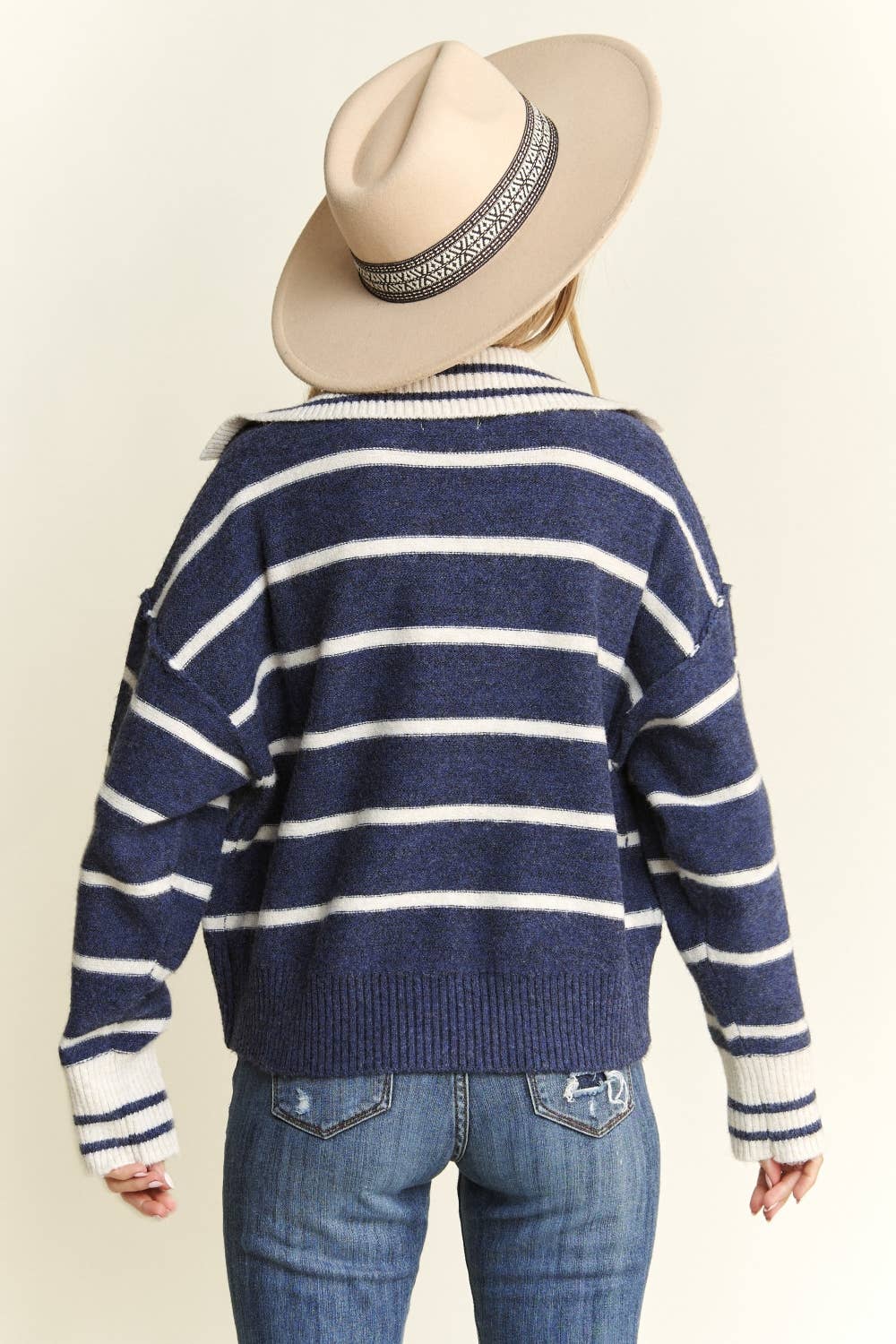 Striped Polo Crop Sweater