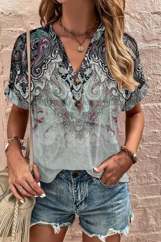 V-Neck Printed Top