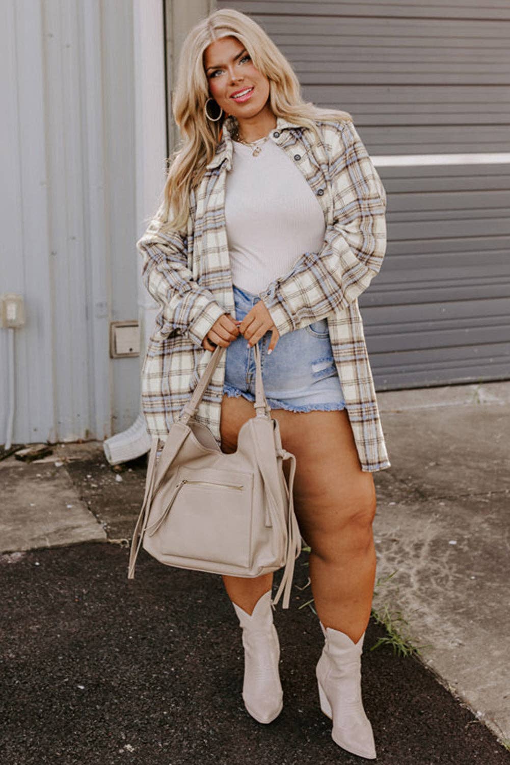 Plus Size Plaid Shacket