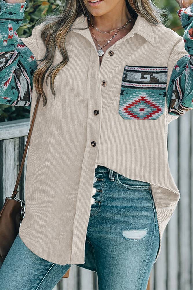 Aztec Corduroy Button up Shirt