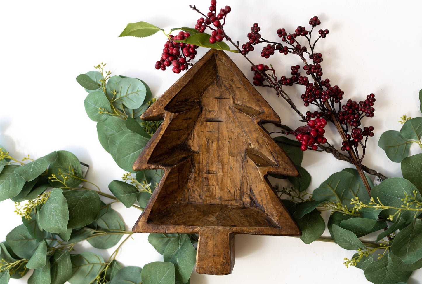 Christmas Tree Wood Dough Bowl