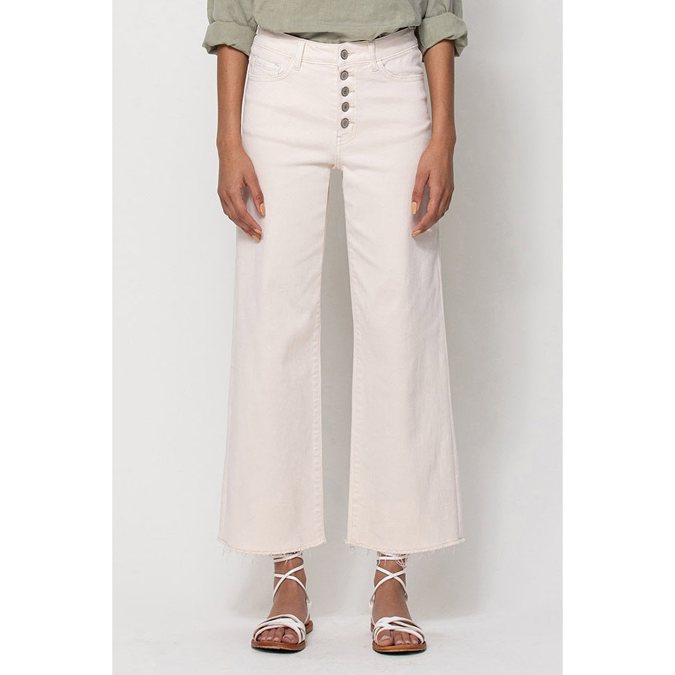 Flying Monkey High Rise Button Crop Denim