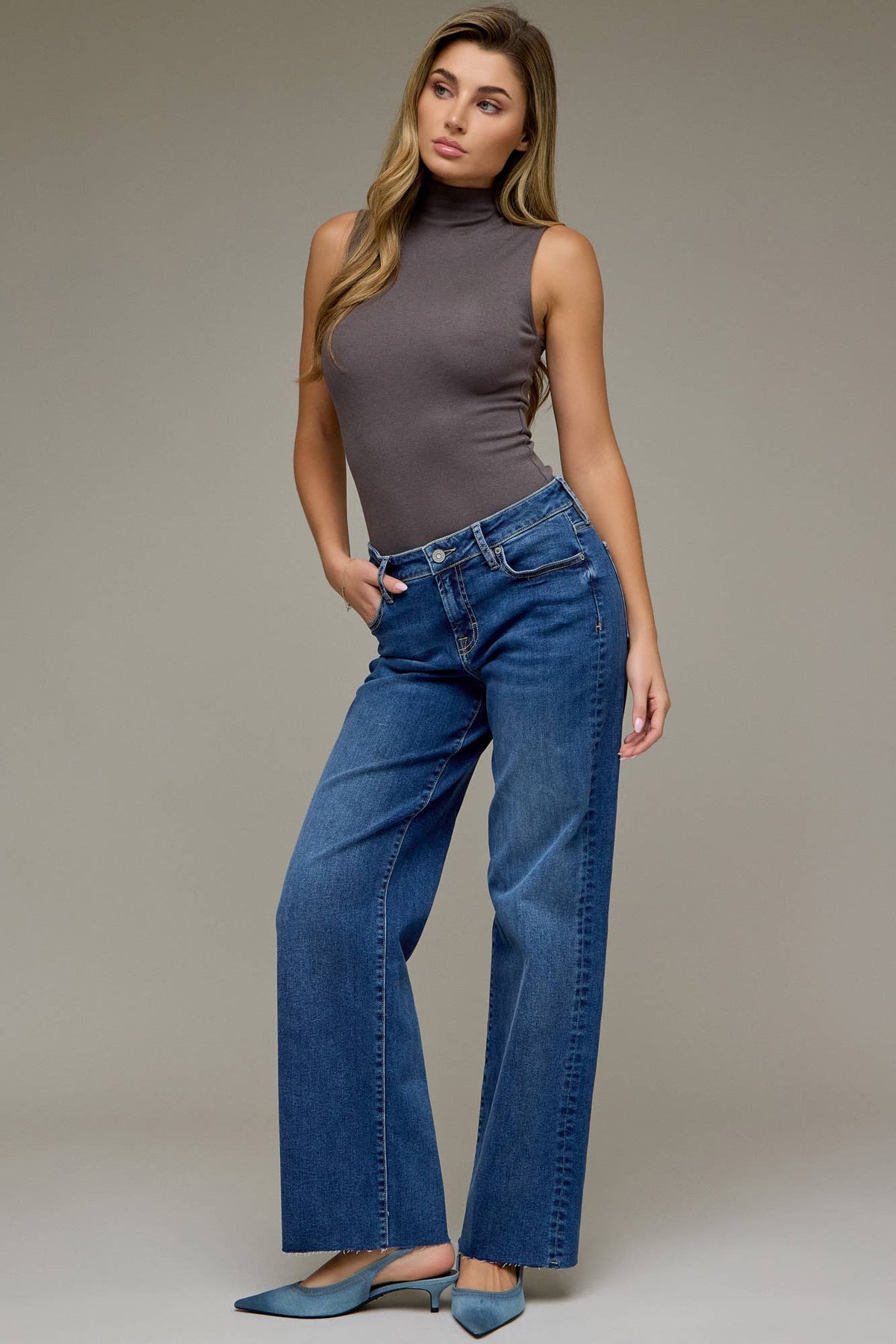 Ella Mid Rise Classic Straight Jeans by Hidden