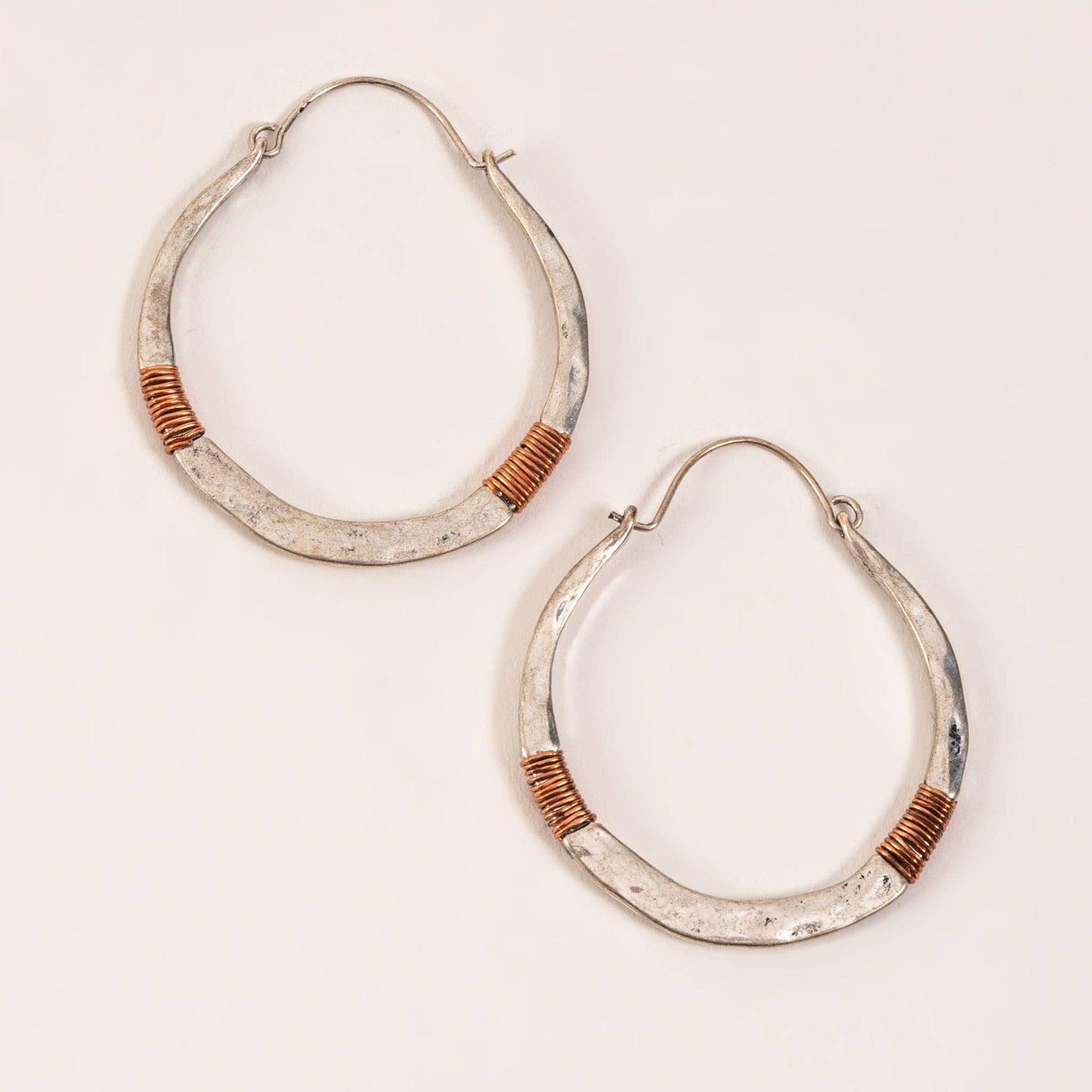 Wild Spirit Western Silver and Copper Hammered Hoop Earrings