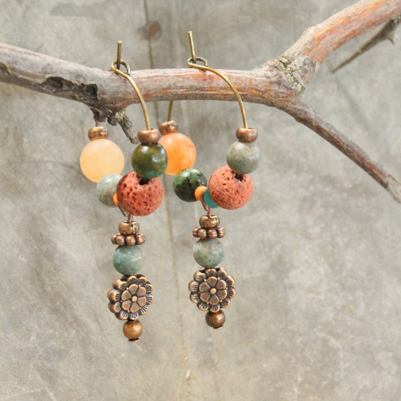 Layered In Beads Coin Earrings