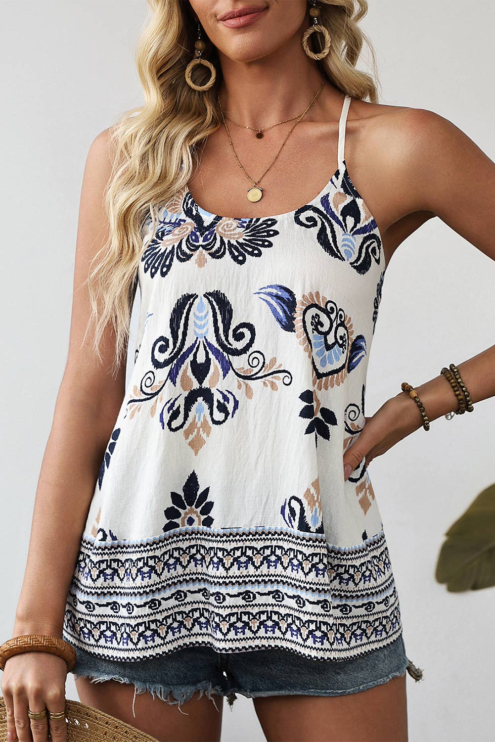 Bohemian Spaghetti Strap Loose Tank