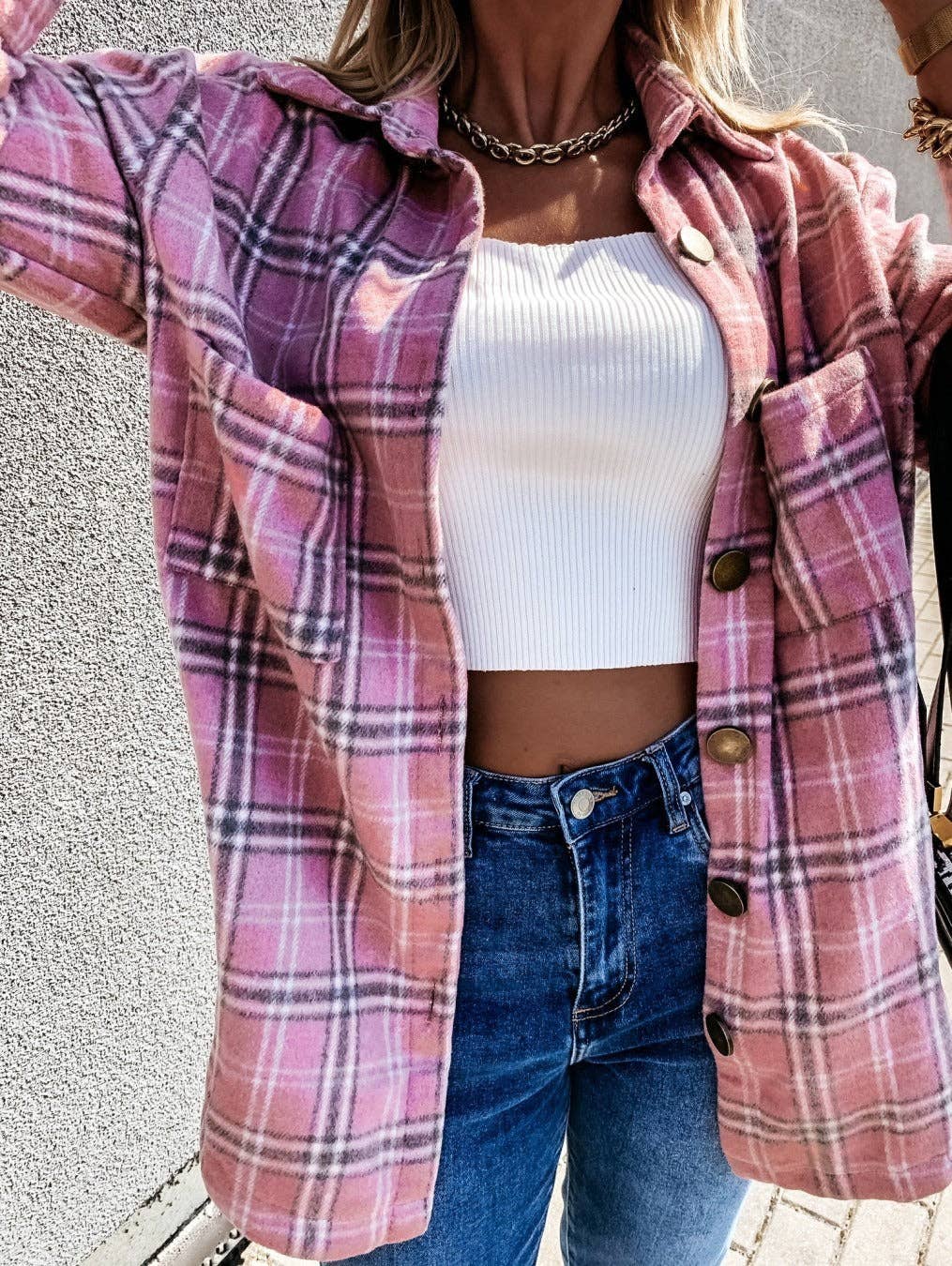 Plaid Wool Blend Shacket