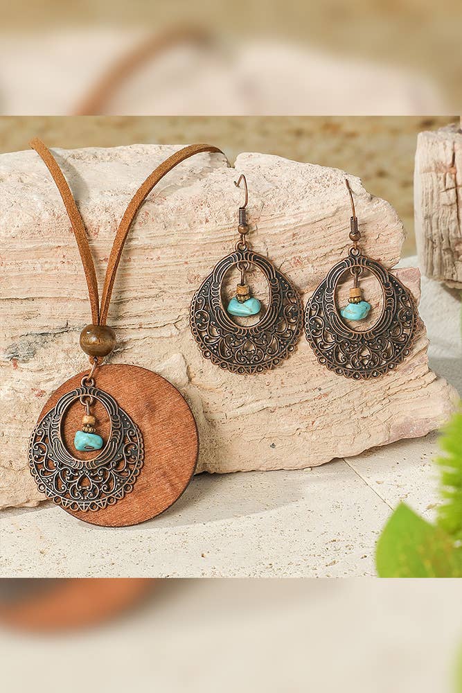 Bohemia Turquoise Earring and Necklace Set
