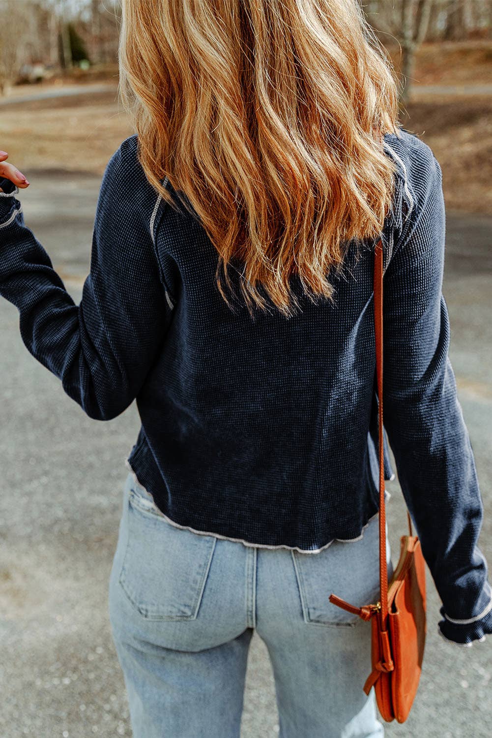 Casual Textured Long Sleeve Top