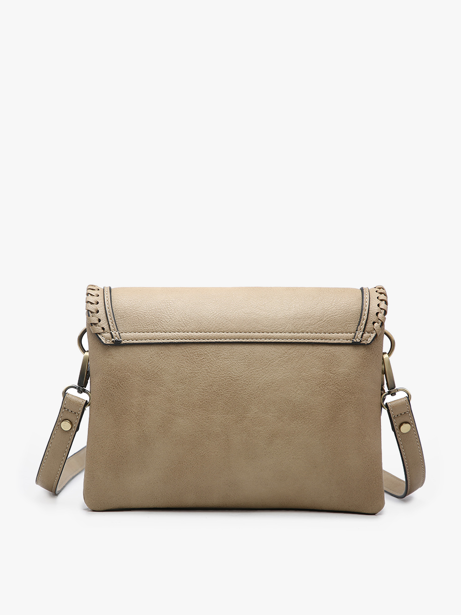 Sloane Flapover Crossbody w/ Whipstitch and Tassel