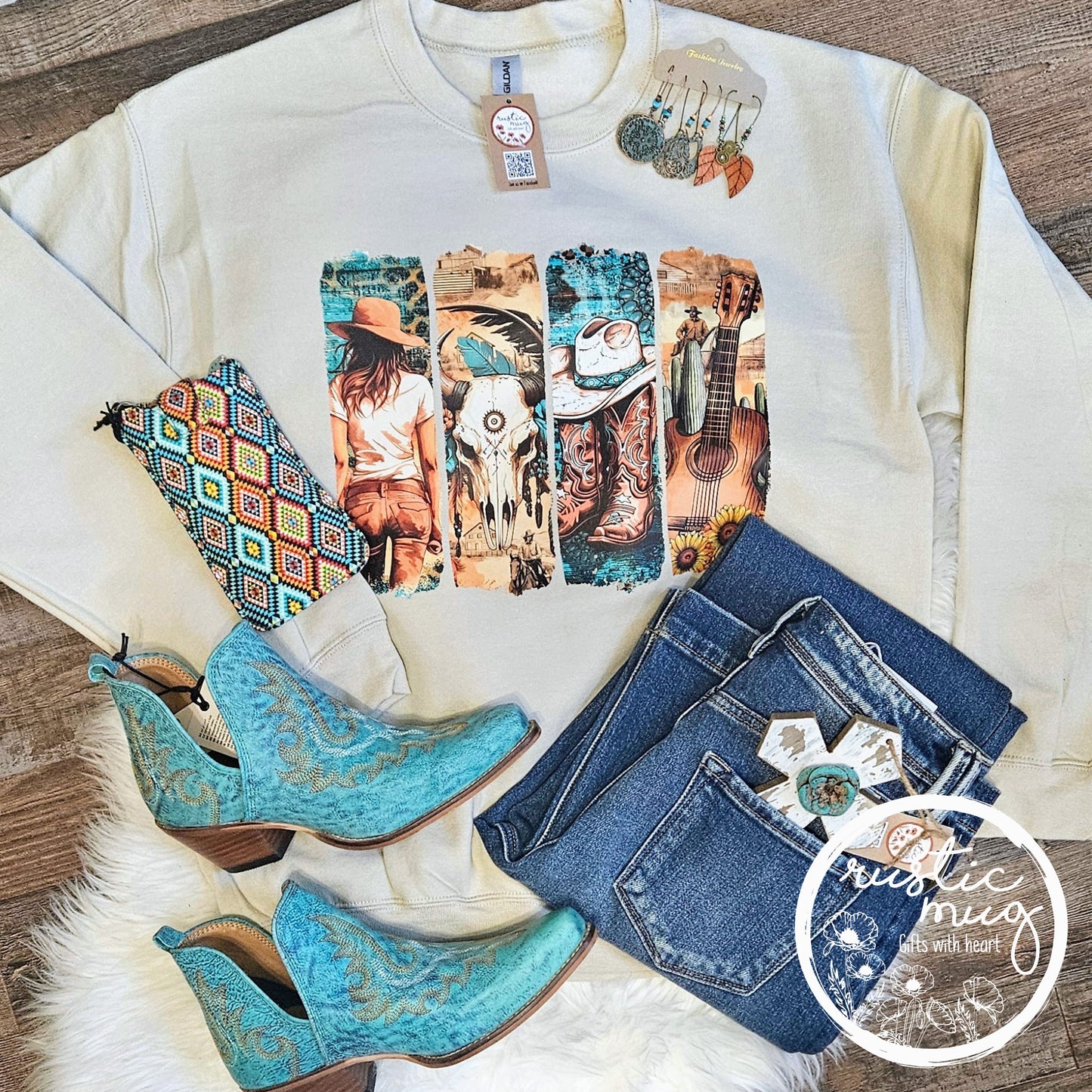 Western Cowgirl Brushstroke Sweatshirt