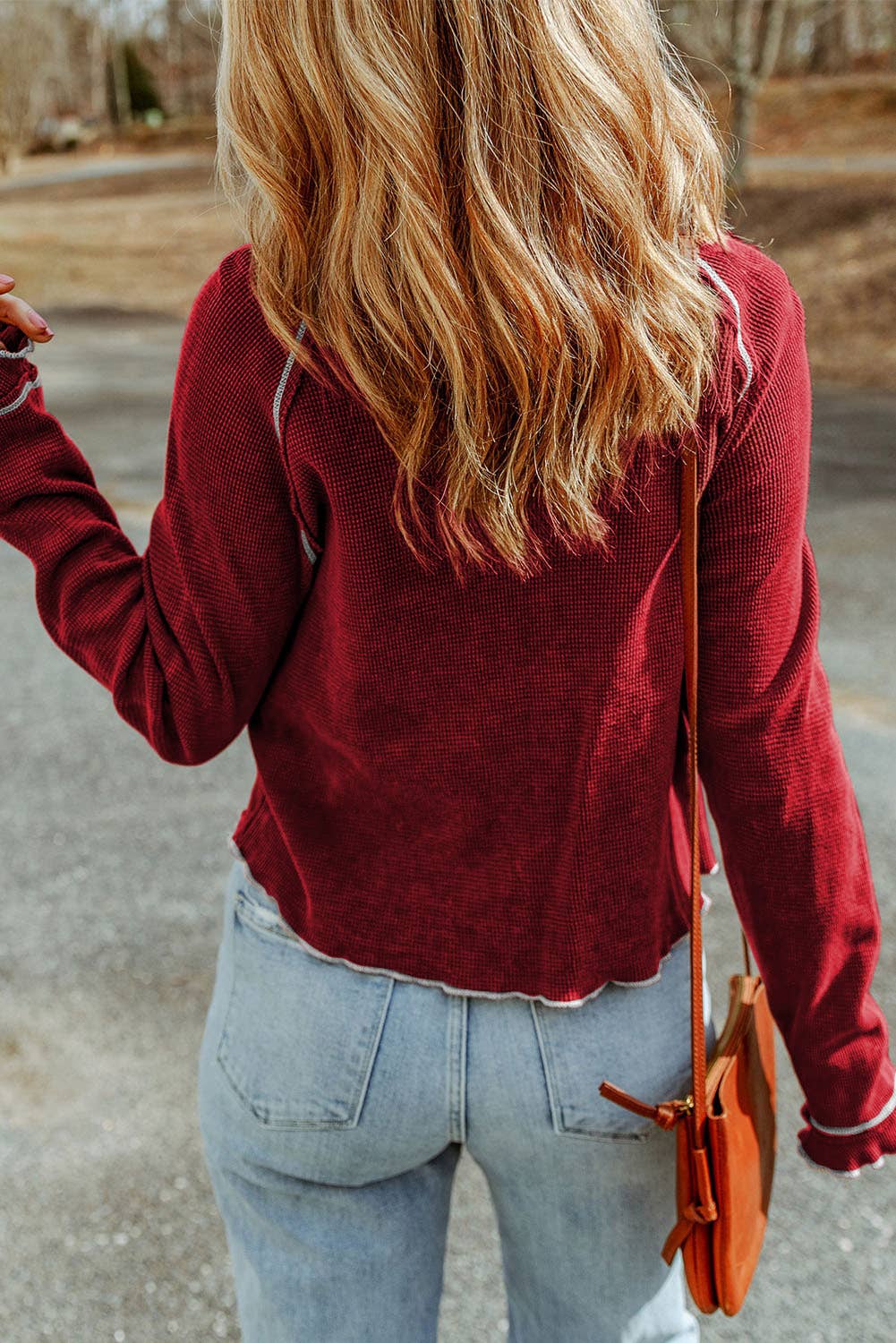 Casual Textured Long Sleeve Top