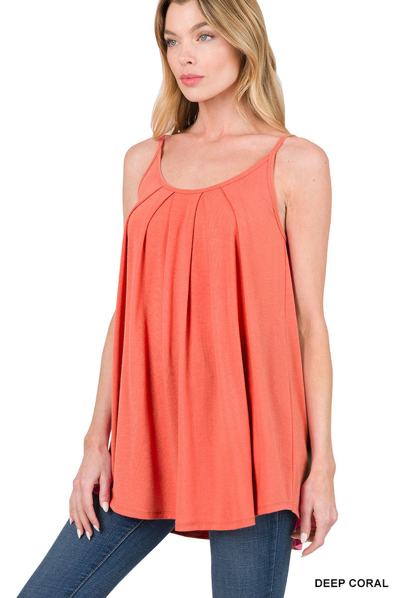 Pleated Spaghetti Strap Cami
