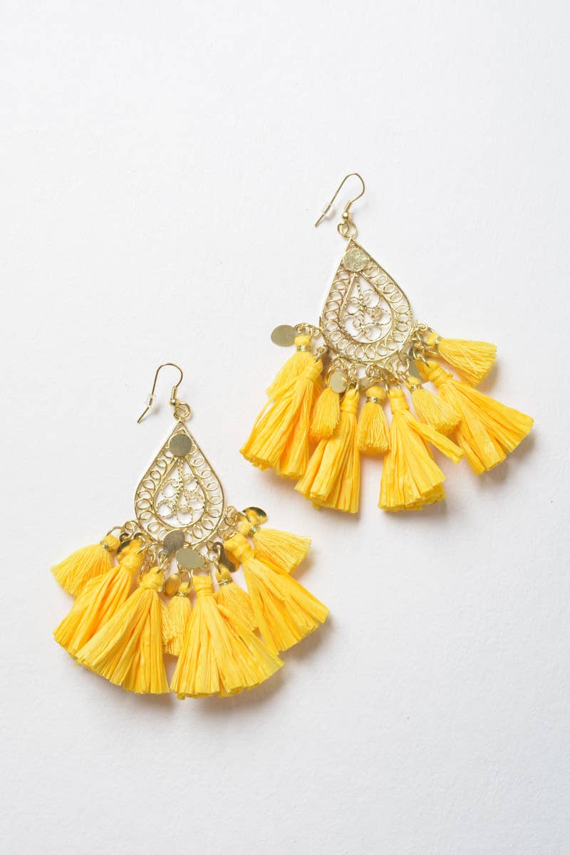 Bohemian Teardrop Tassel Earrings