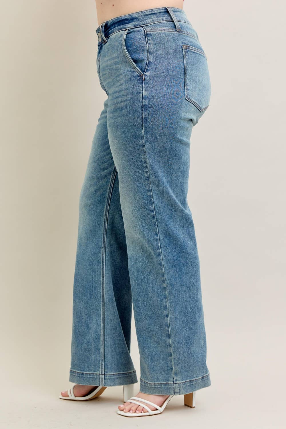 Plus Size HW Double Button Wide Leg by Judy Blue