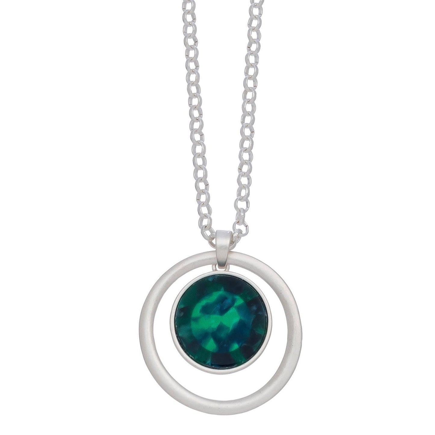 Marbleized Disc Pendant Necklace Beach Jewelry