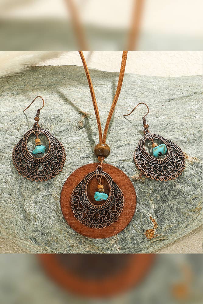 Bohemia Turquoise Earring and Necklace Set