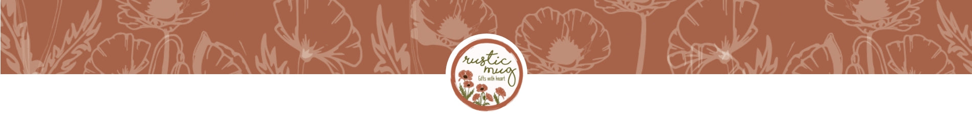 Rustic Mug logo and poppy divider