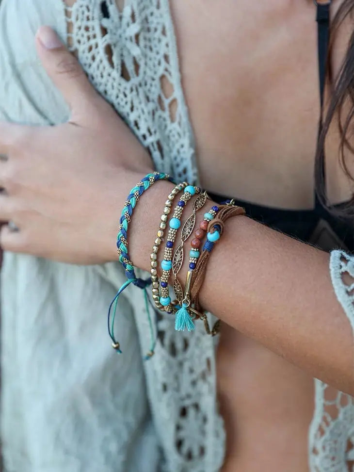 Turquoise Stackable Suede Bracelet