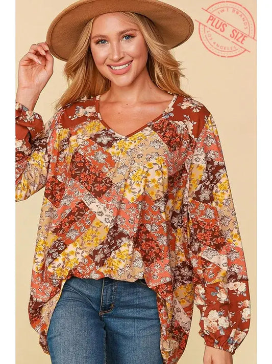 Patchwork Floral Boho Top