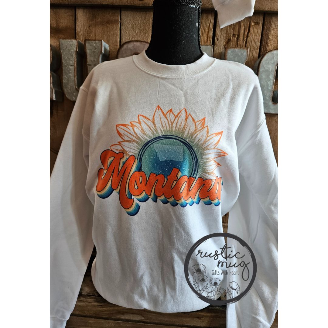 Retro Montana Flower Crew Sweatshirt