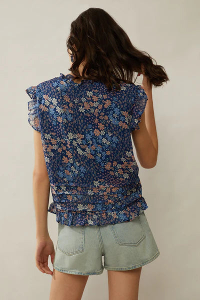 Dina Coco Floral Pleated Top