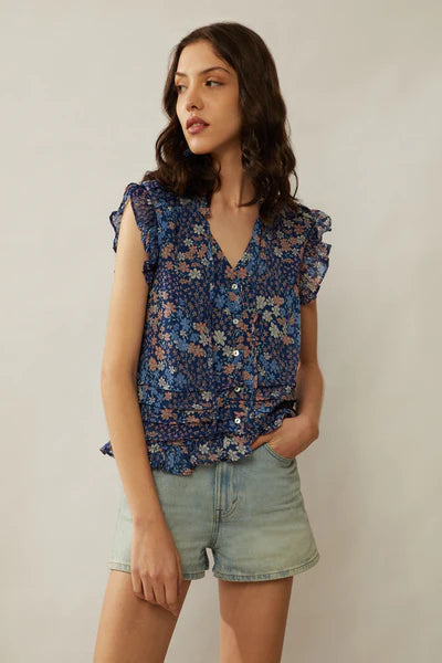 Dina Coco Floral Pleated Top