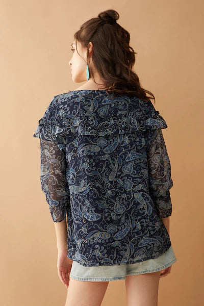 Meridonna Paisley 3/4 Sleeve Top