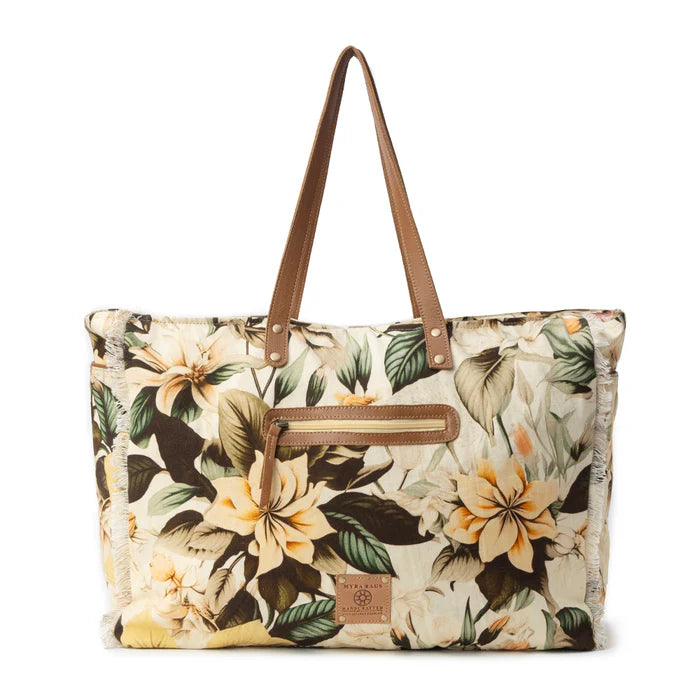 Lovely Florals Off White Weekender Bag by Myra