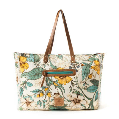 Lovely Florals Light Green Weekender Bag by Myra