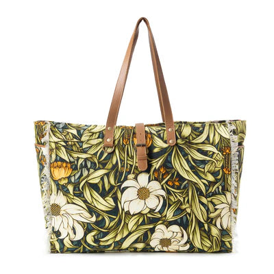 Lovely Florals Dark Green Weekender Bag by Myra