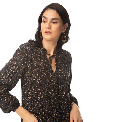 Mischief Black Long Sleeve Printed Top