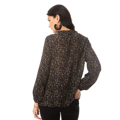 Mischief Black Long Sleeve Printed Top