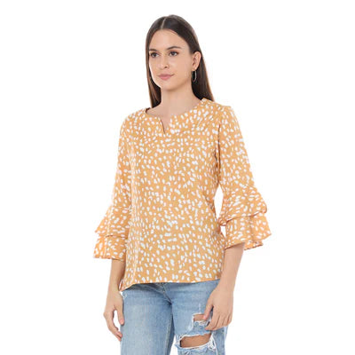 Palantone Ruffled Sleeve 3/4 Top