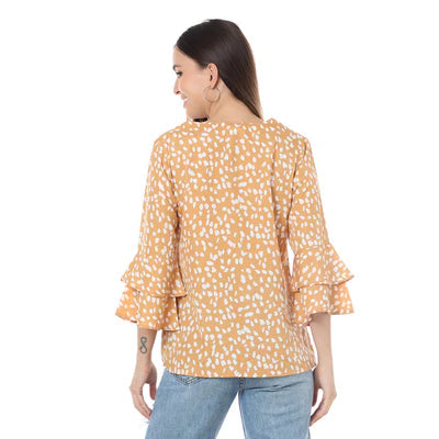 Palantone Ruffled Sleeve 3/4 Top
