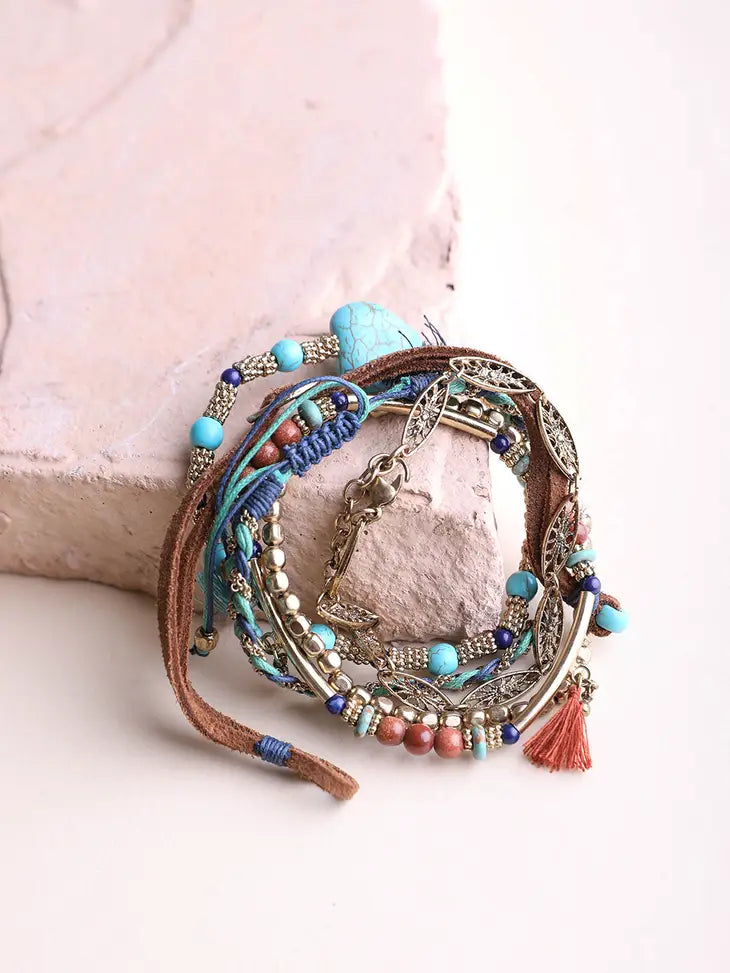 Turquoise Stackable Suede Bracelet