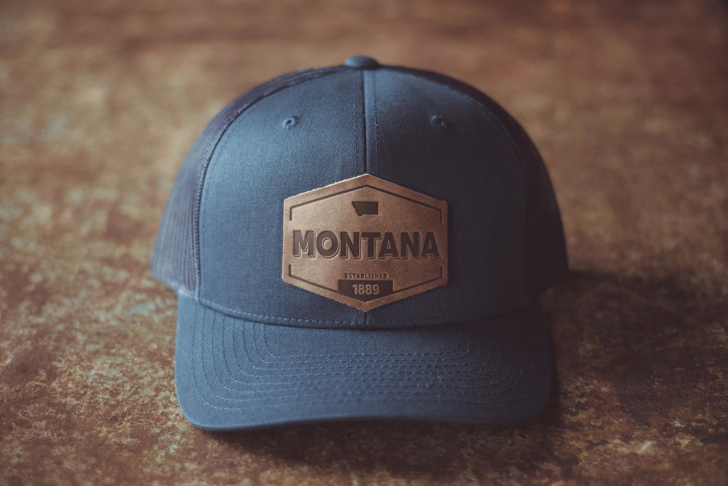 Montana Established Hat-Leather Patch Trucker Hat