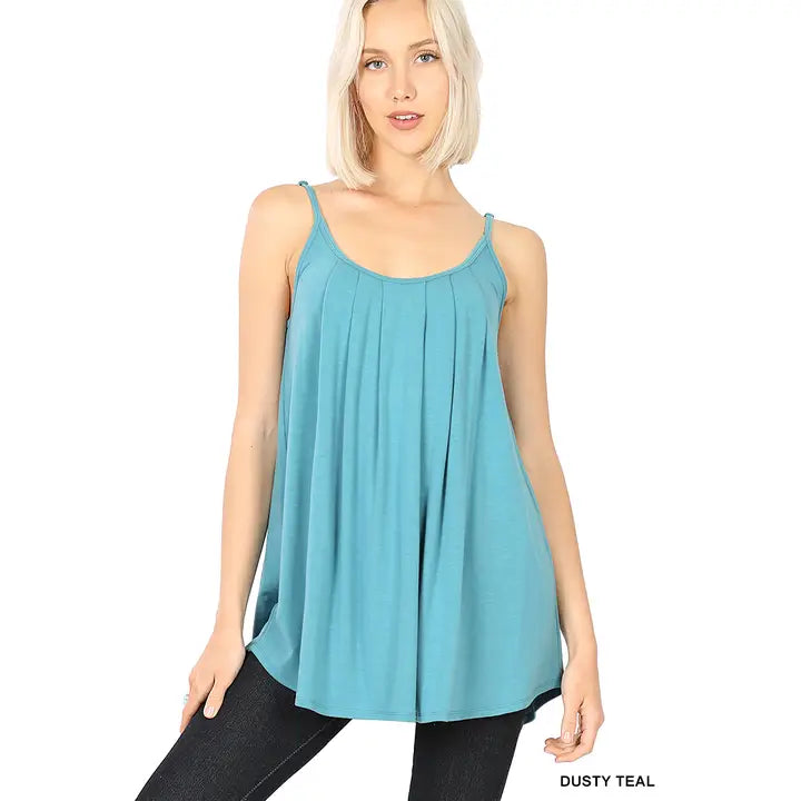 Pleated Spaghetti Strap Cami