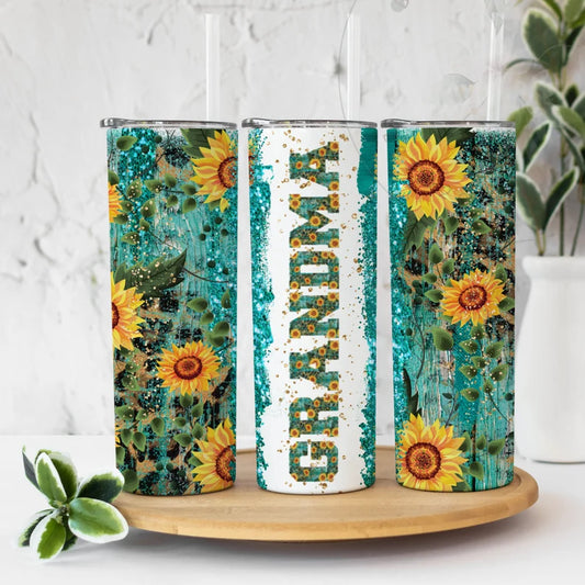 Grandma Sunflower 20 oz Skinny Tumbler w/ Straw